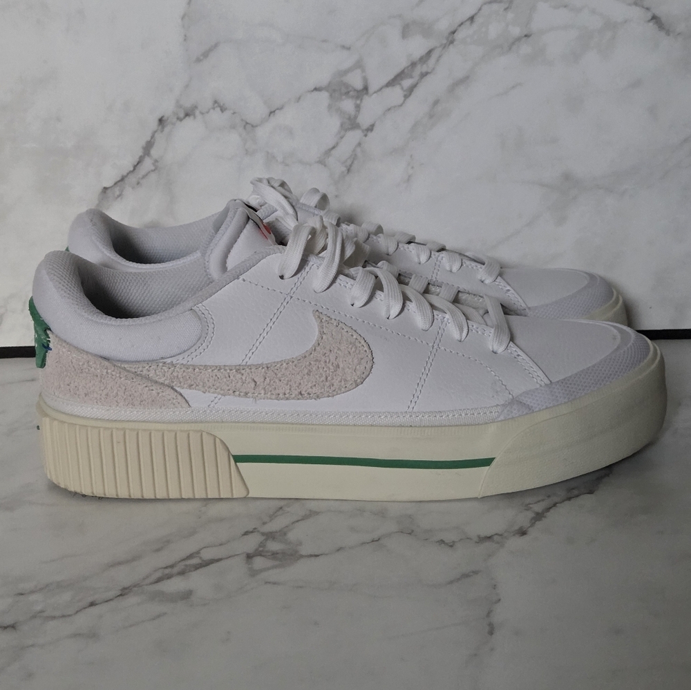 Nike Court Legacy Lift Womens White Green Sneakers Shoes Size 10